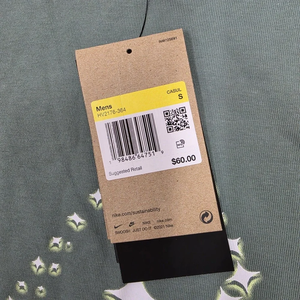 Nike ACG Stars Graphic Long Sleeve Shirt Green HV2176-364 Men's Size Small